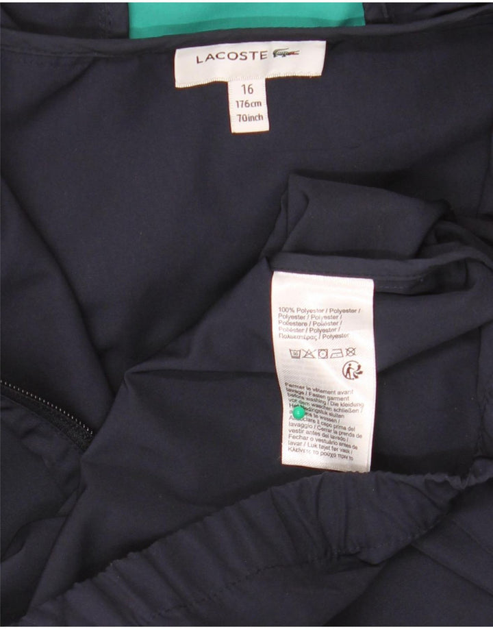 Lacoste Boys Hooded Rain Jacket 15-16 Years Navy Blue Colorblock Polyester