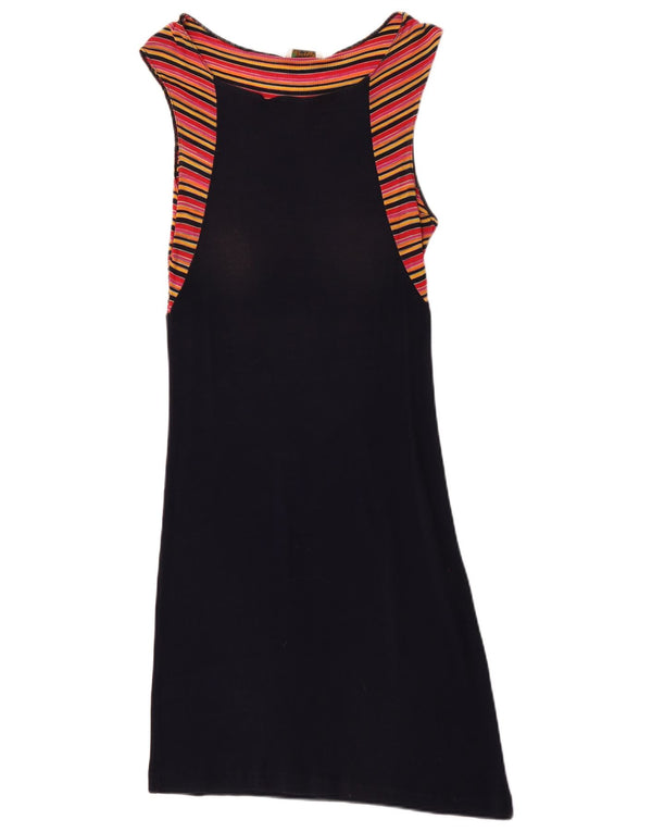 Missoni Womens Abstract Pattern Maxi Dress UK 4 XS Navy Blue Striped Cotton