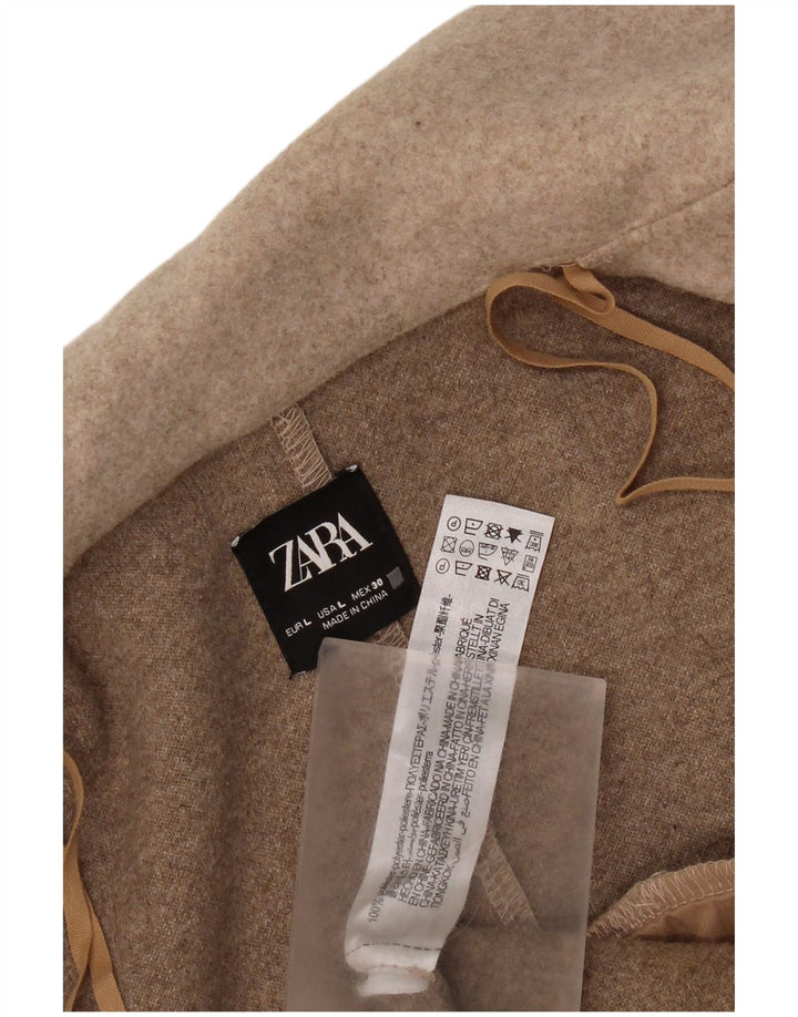 Zara Γυναικείο Παλτό UK 16 Large Beige Polyester