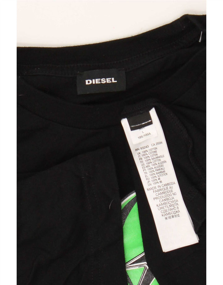 Ανδρικό γραφικό T-Shirt Diesel Top μεγάλο μαύρο βαμβακερό