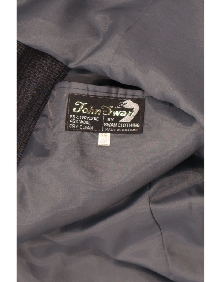 Vintage ανδρικό σακάκι blazer UK 44 2XL γκρι ριγέ τερυλένιο