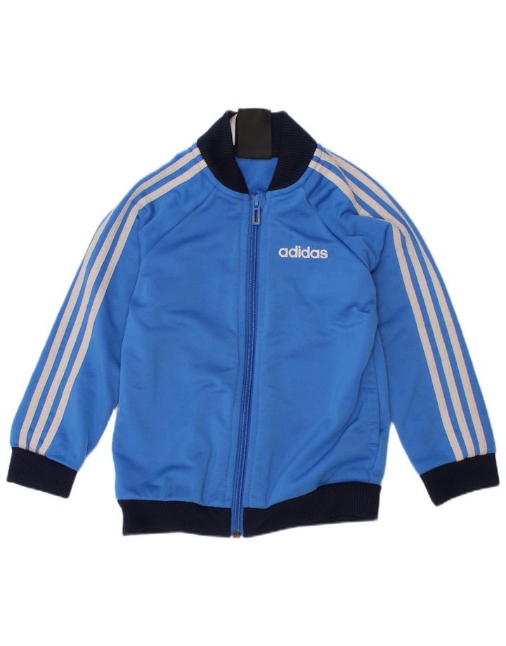 ADIDAS Boys Tracksuit Top Jacket 2-3 Years Blue Polyester