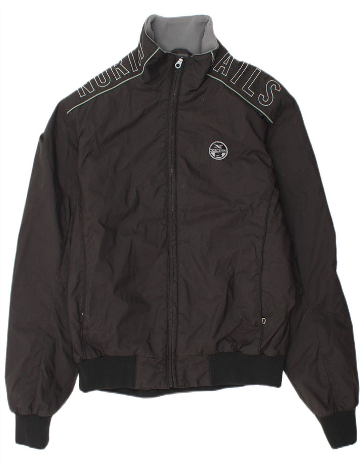 North Sails Mens Graphic Bomber Jacket UK 40 Large Black Polyamide