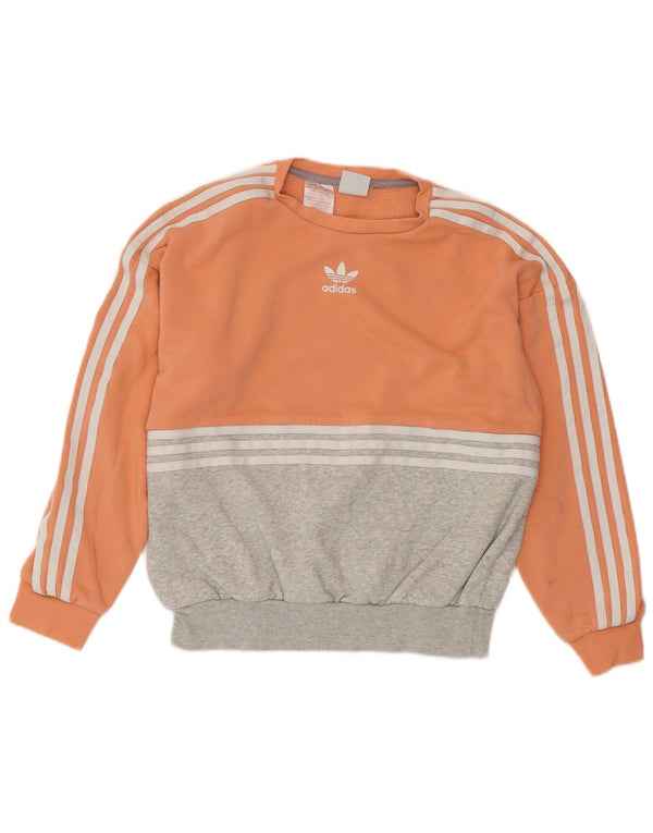 Γυναικείο φούτερ ADIDAS Jumper UK 12 μεσαίου πορτοκαλί χρώματος βαμβακερό