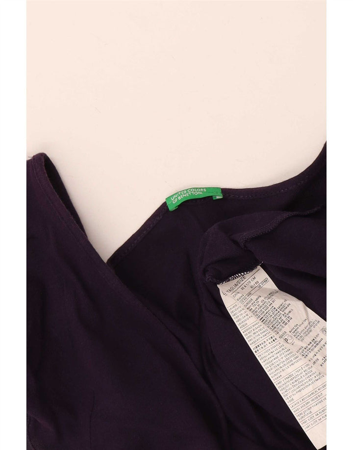 Benetton Γυναικεία Μπλούζα Τοπ UK 14 Large Purple Cotton