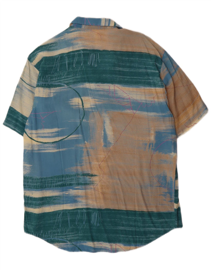 Vintage ανδρικό πουκάμισο με κοντό μανίκι με αφηρημένο σχέδιο, μεσαίο πολύχρωμο