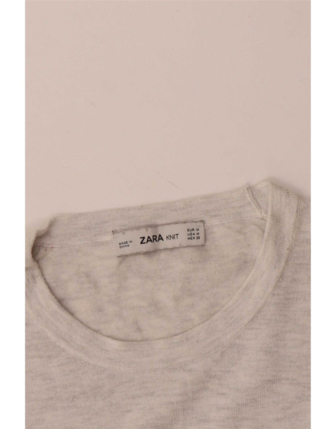 Zara Γυναικείο πουλόβερ με λαιμόκοψη UK 12 Medium Grey Flecked