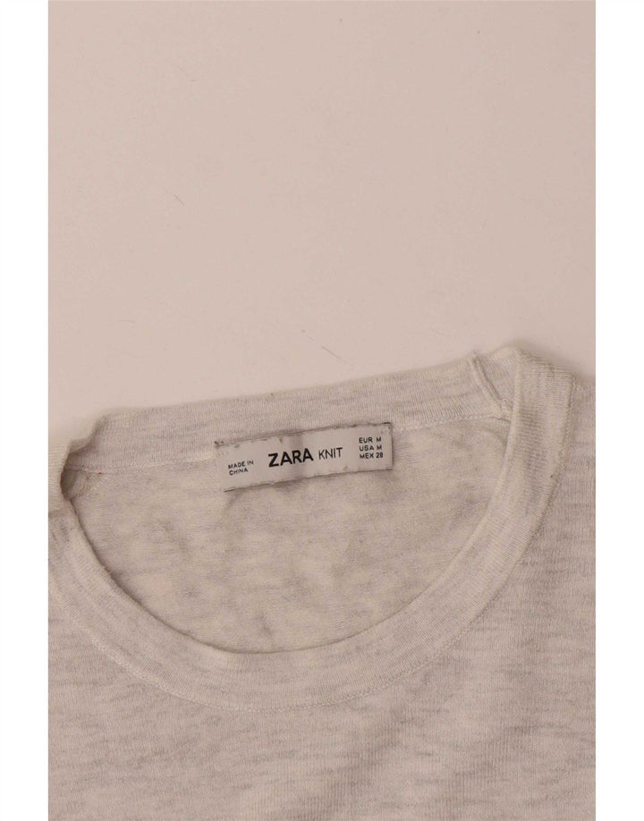 Zara Γυναικείο πουλόβερ με λαιμόκοψη UK 12 Medium Grey Flecked