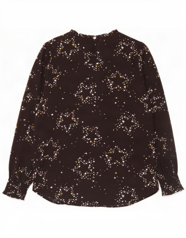 Marks & Spencer Womens Abstract Pattern Μπλούζα Top UK 14 Large Black
