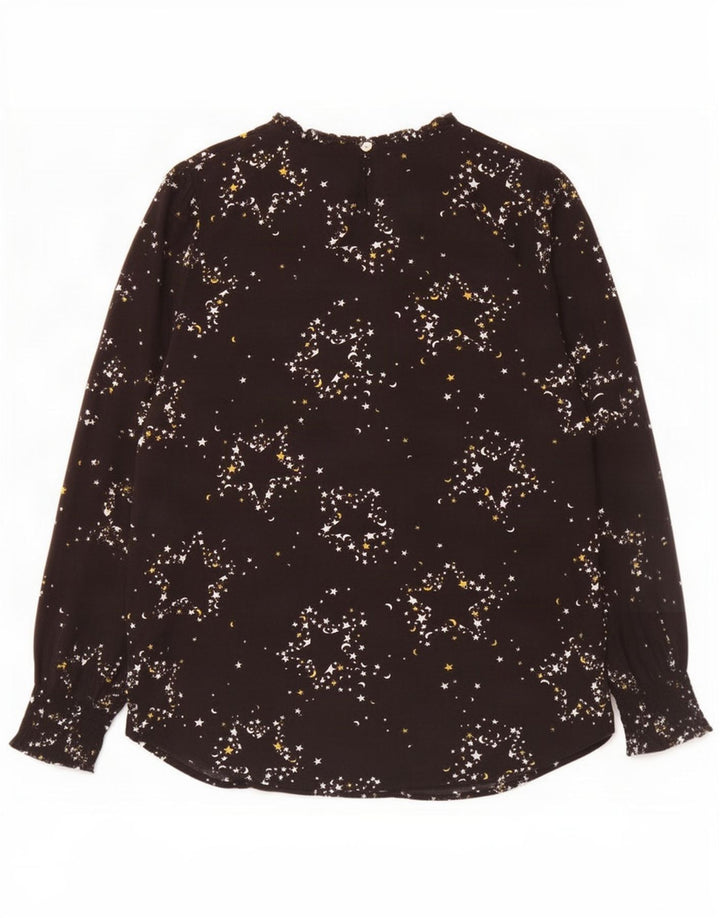 Marks & Spencer Womens Abstract Pattern Μπλούζα Top UK 14 Large Black