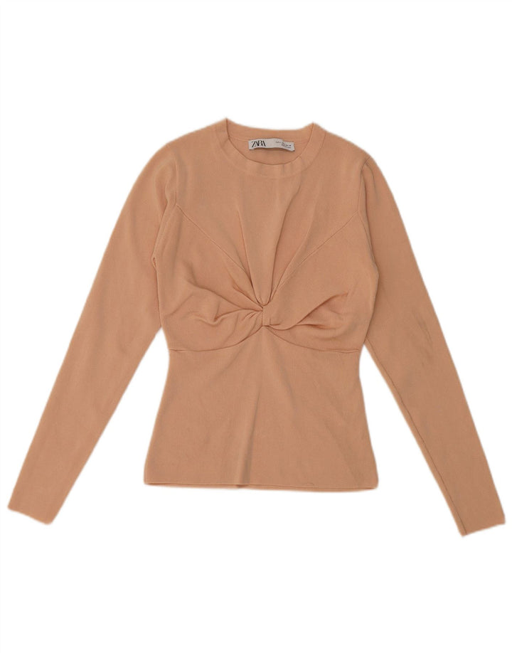 Zara Γυναικείο τοπ μακρυμάνικο UK 8 Small Beige Viscose