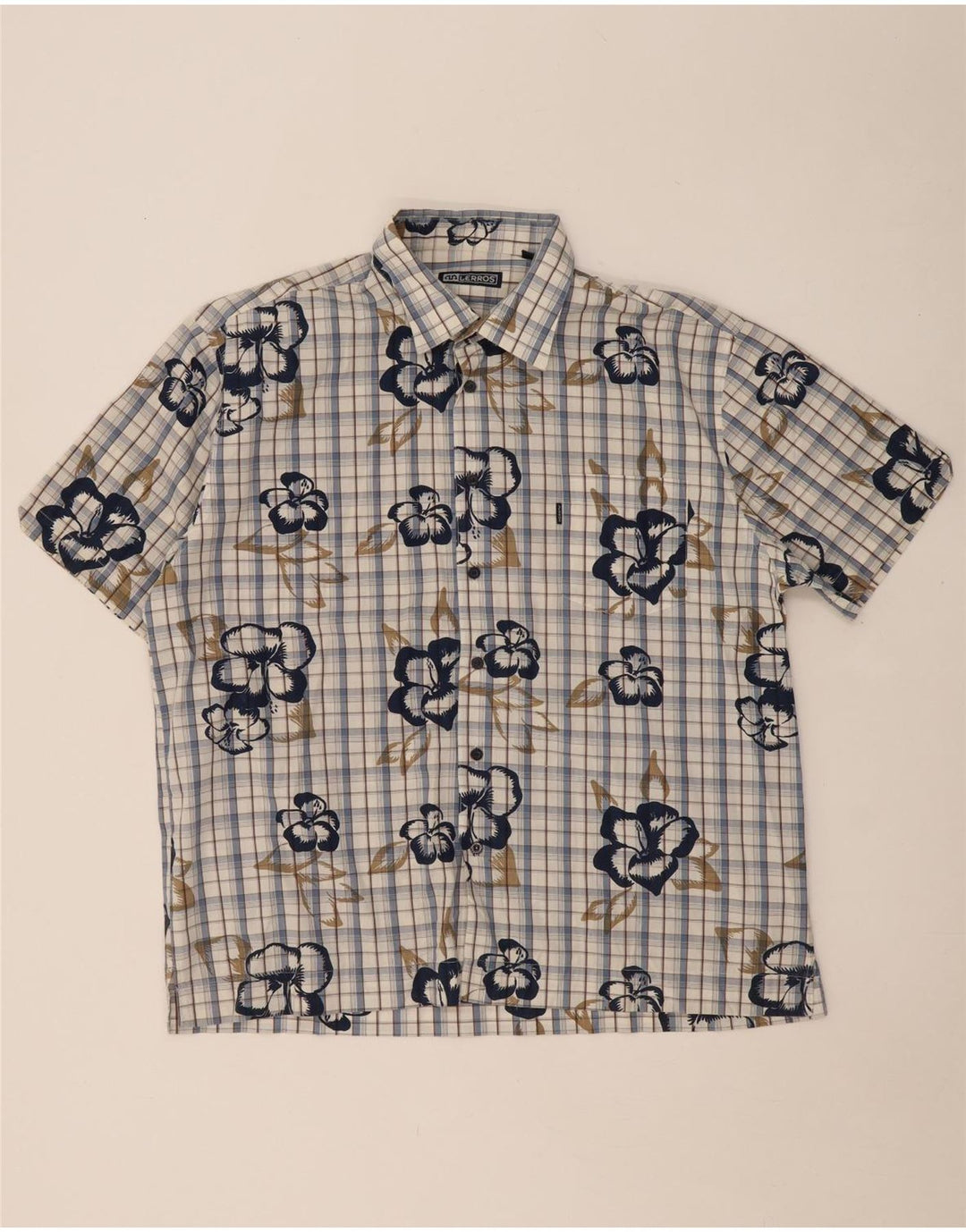 Ανδρικό κοντομάνικο πουκάμισο LERROS XL Μπλε βαμβακερό