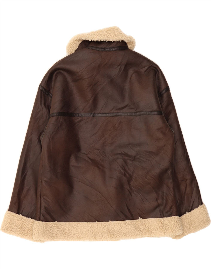 SHEIN Womens Sherpa Jacket UK 14 Medium Brown Polyester Vintage Shein and Second-Hand Shein from Messina Hembry 