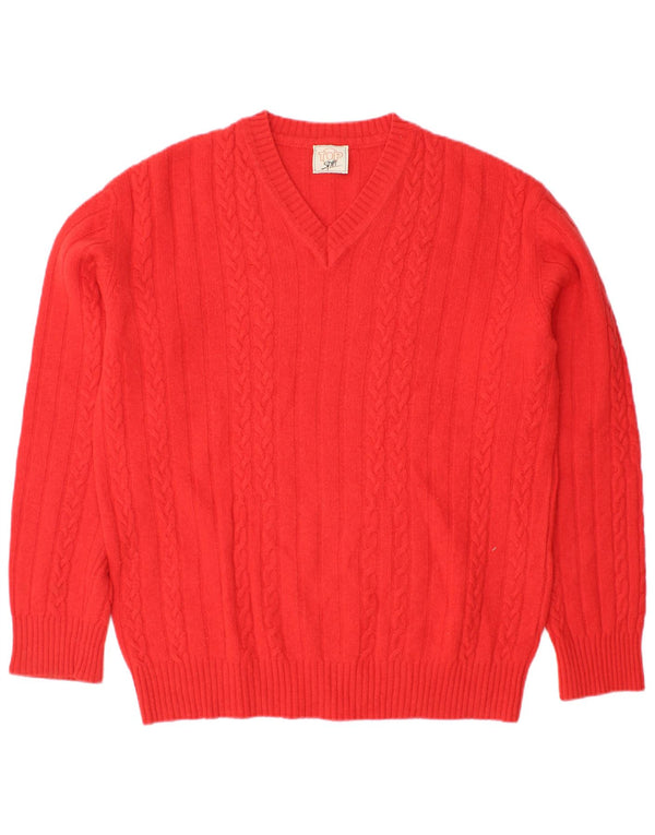 Γυναικείο πουλόβερ με λαιμόκοψη Vintage UK 16 μεγάλο κόκκινο μαλλί