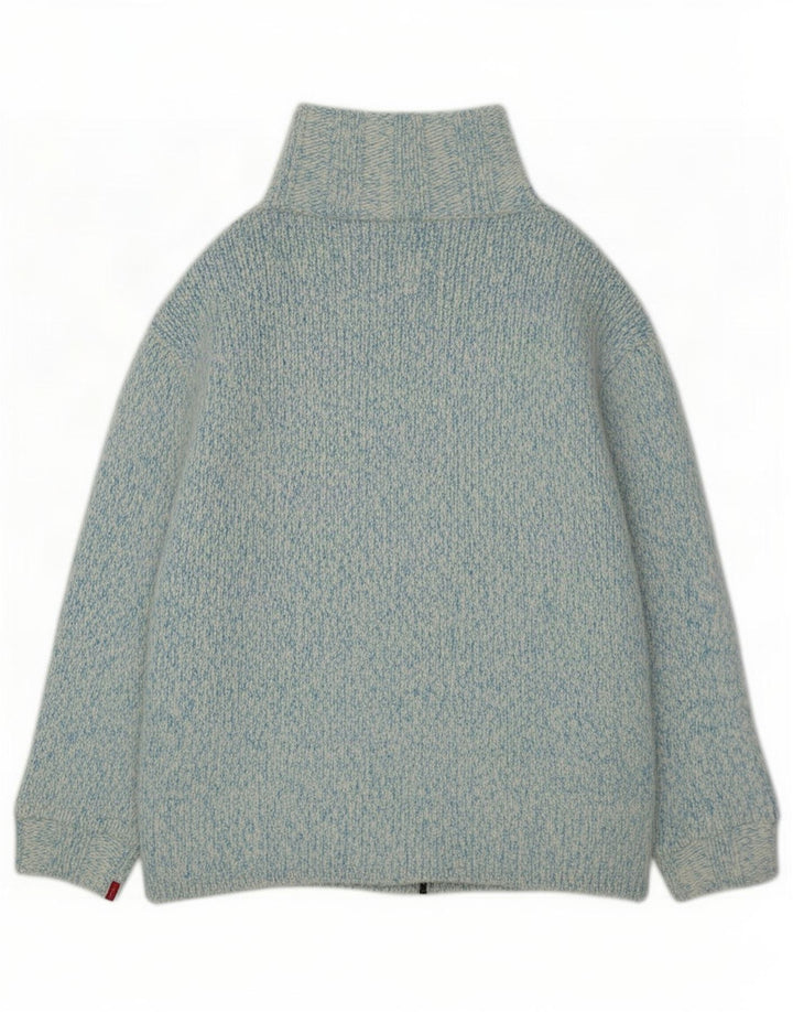 Levi's Womens Engineered Cardigan πουλόβερ UK 14 Μαλλί με μεσαίο μπλε φλύκταινα