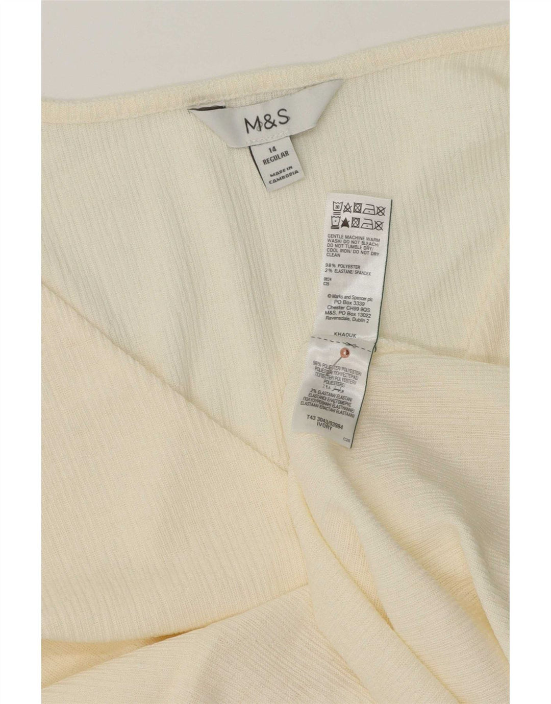 Marks & Spencer Γυναικείο τοπ μακρυμάνικο UK 14 Medium Off White Πολυεστέρας