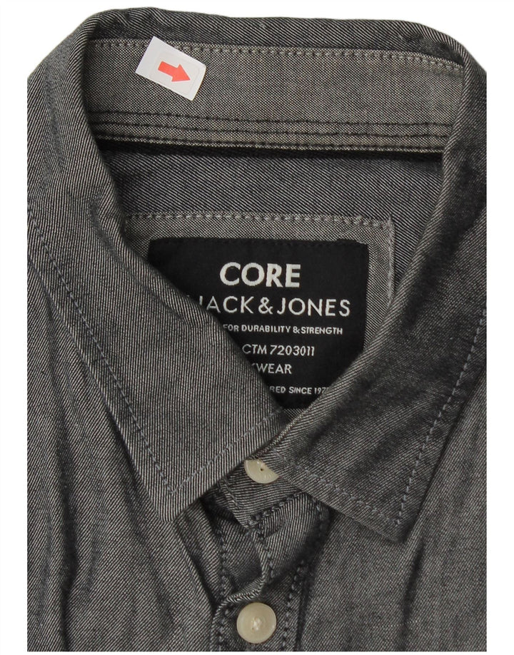 Ανδρικό πουκάμισο Jack & Jones, μεσαίο γκρι βαμβακερό