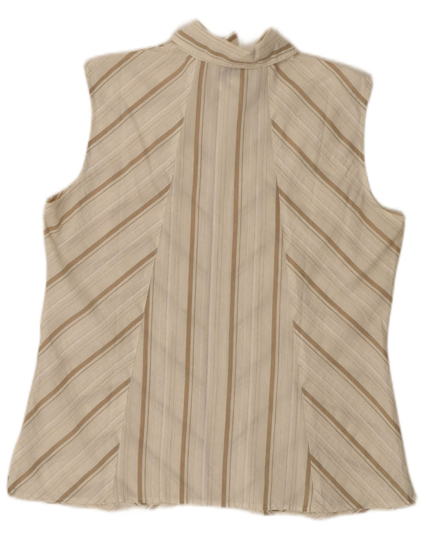 oltre γυναικείο αμάνικο πουκάμισο μπλούζα UK 20 2XL Off White Chevron Polyester