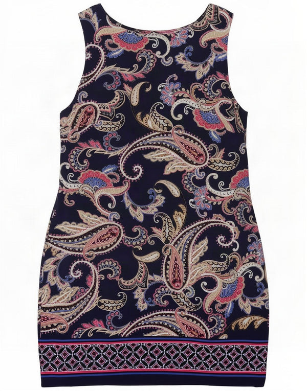 Wallis Γυναικείο αμάνικο φόρεμα με θήκη UK 14 Medium Navy Blue Paisley