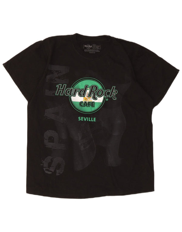 Hard Rock Cafe Γυναικείο T-Shirt Seville Graphic Top UK 14 Medium Black Cotton