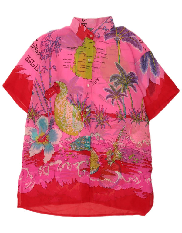 Vintage γυναικεία μπλούζα Mauritius UK 22 3XL Pink Floral Tropical