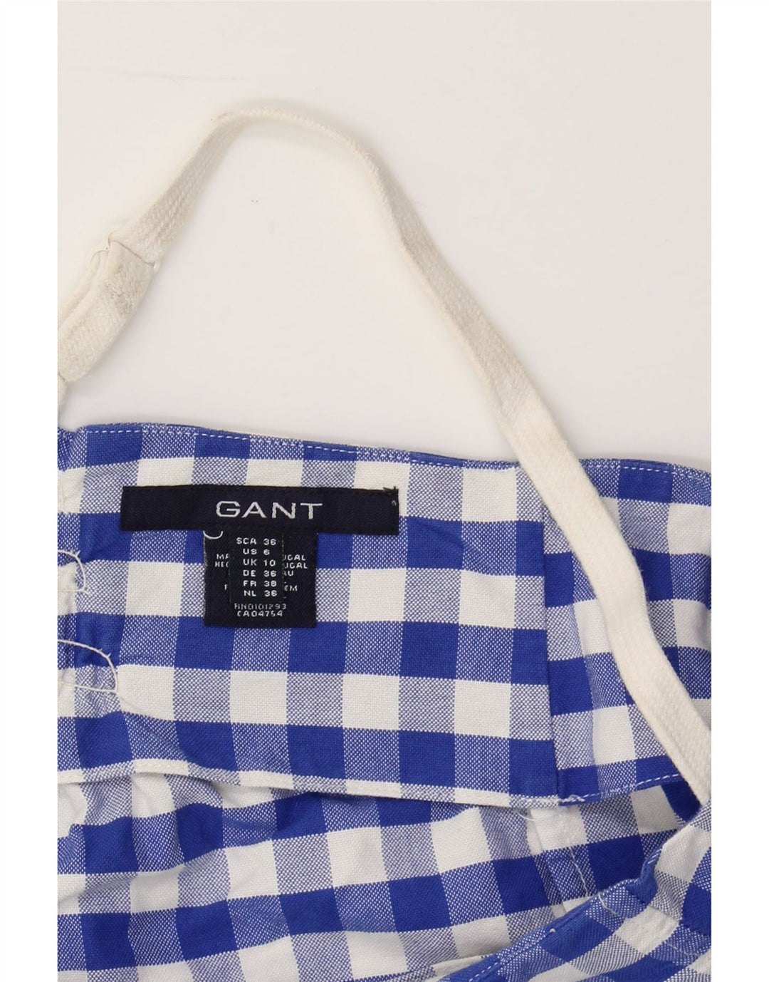 GANT Womens Crop Top UK 10 Small Blue Gingham Cotton Vintage Gant and Second-Hand Gant from Messina Hembry 