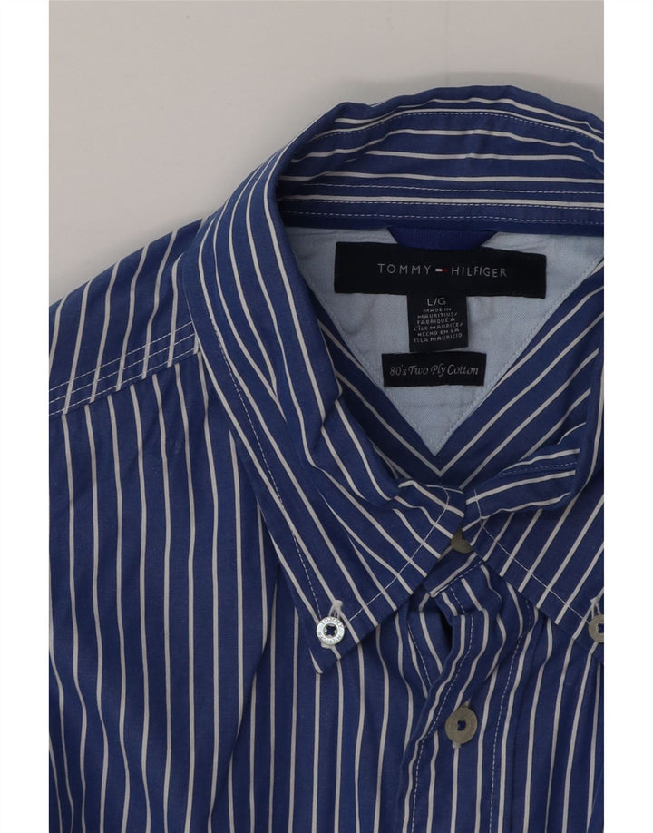 TOMMY HILFIGER Ανδρικό πουκάμισο Large Blue Pinstripe Cotton 80s
