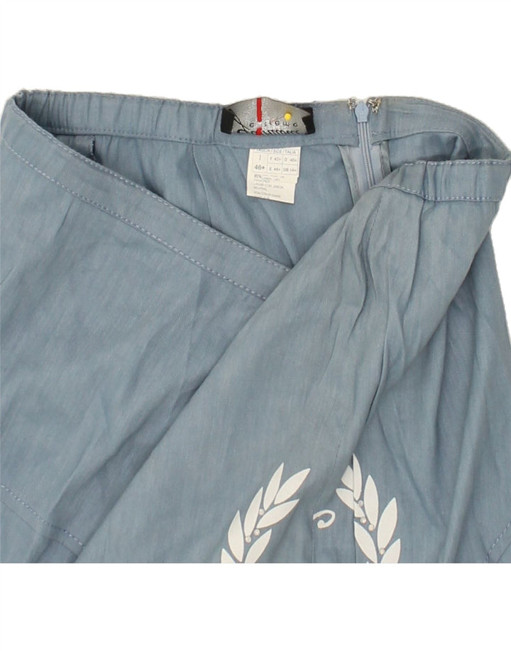 GATTINONI Womens Straight Skirt UK 14 Large W34 Blue Linen | Vintage Gattinoni | Thrift | Second-Hand Gattinoni | Used Clothing | Messina Hembry 