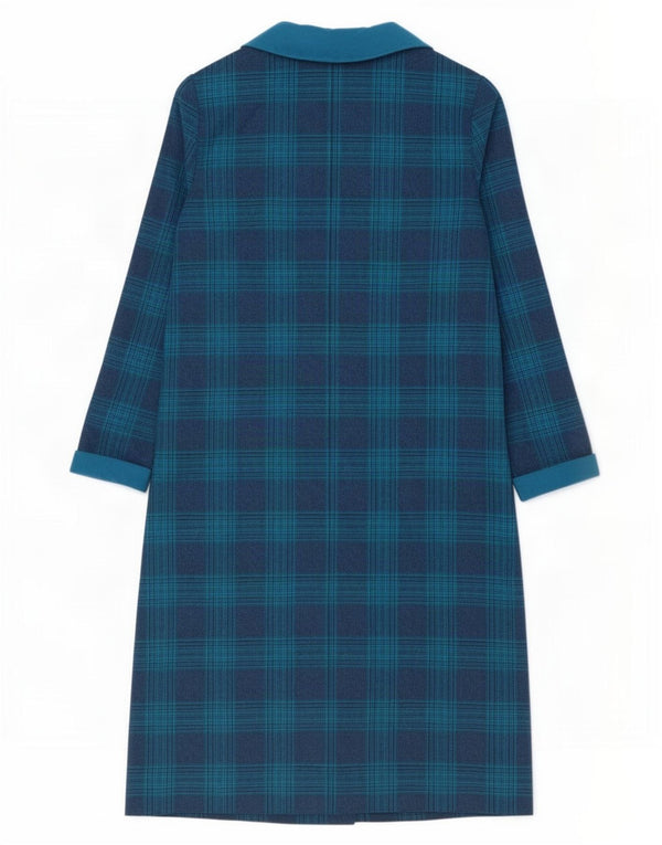 Vintage γυναικείο φόρεμα με διπλό στήθος Shift UK 14 Medium Blue Check