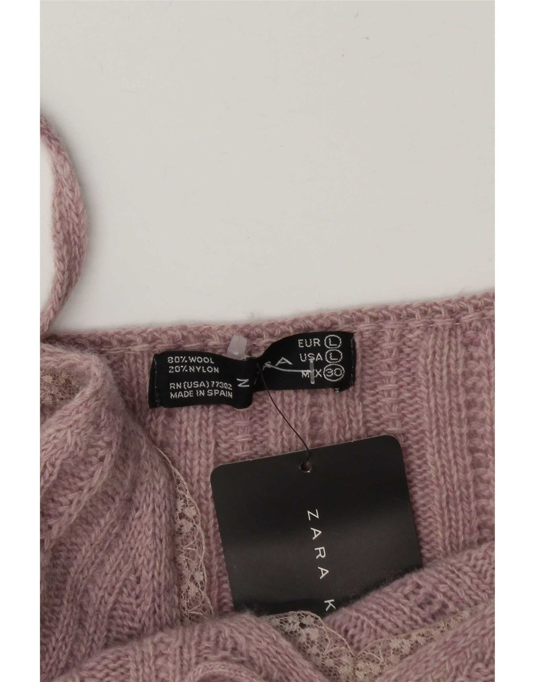 Zara Γυναικείο Crop Knit Cami Top UK 14 Large Pink Wool