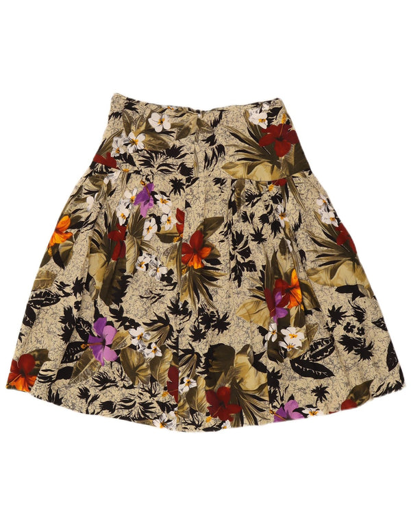 Vintage Γυναικεία Φούστα σε γραμμή Α W26 Μικρή Μπεζ Floral