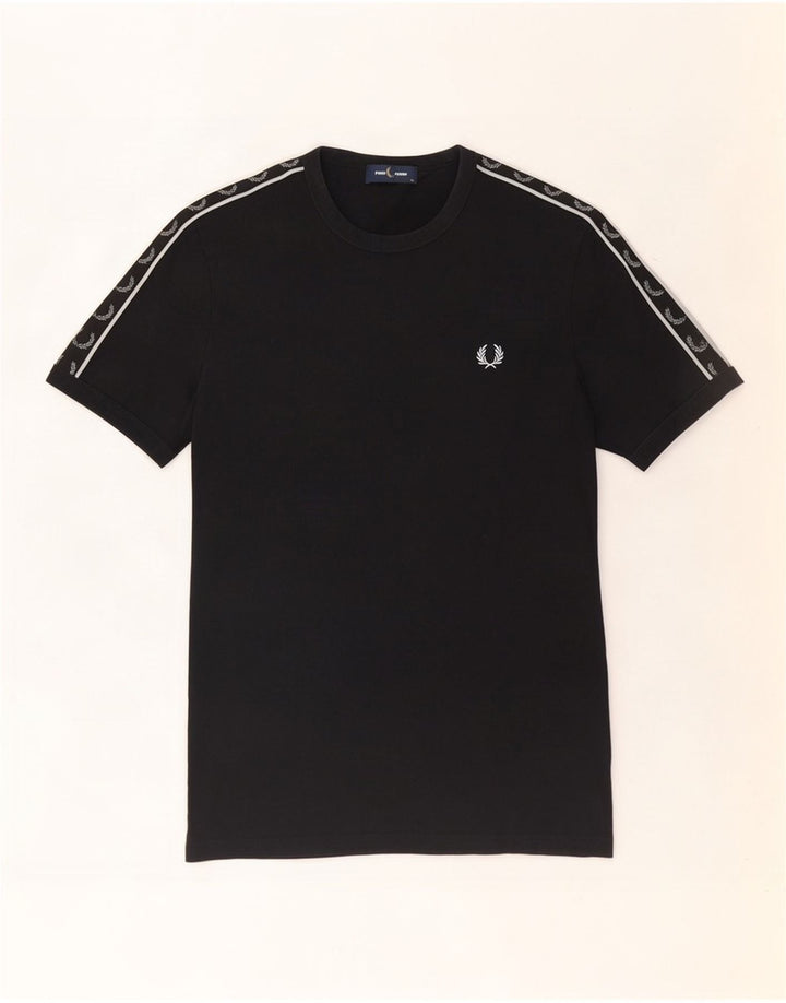 Fred Perry Ανδρικό γραφικό T-Shirt Top Μεσαίο μαύρο βαμβακερό