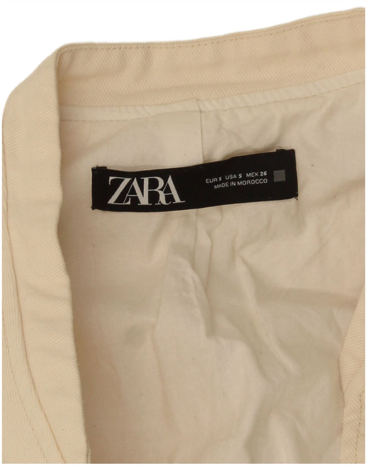 Zara Γυναικείο Crop Bomber Jacket UK 10 Small Off White