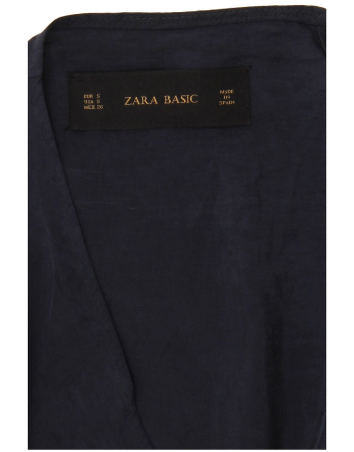 ZARA Womens Oversized Longline Cardigan Top UK 10 Small Navy Blue
