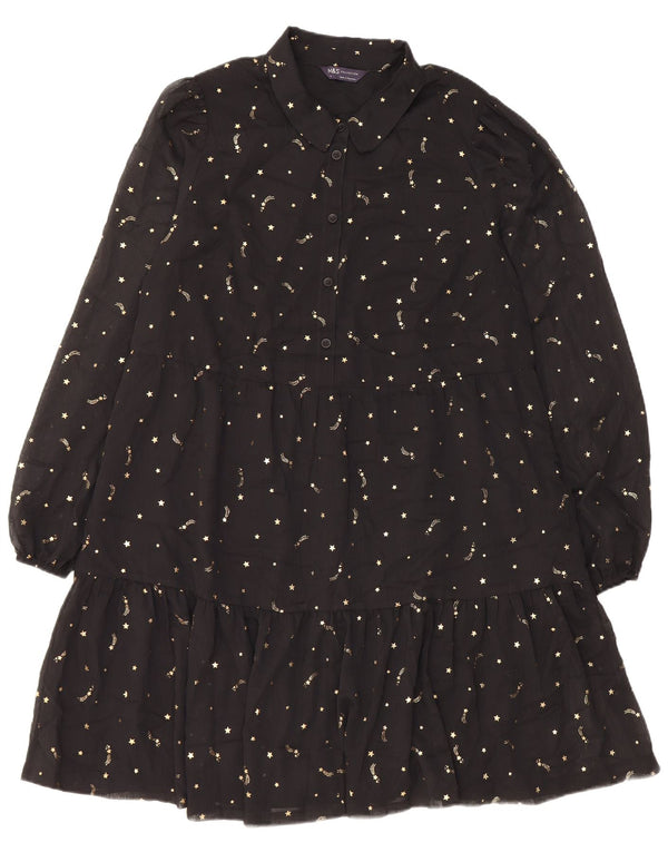 Marks & Spencer Γυναικείο Abstract Pattern Tiered Dress UK 14 Medium Black