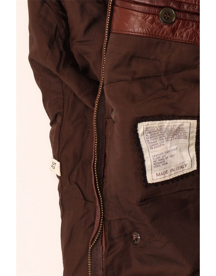 VINTAGE Γυναικείο Δερμάτινο Παλτό IT 52 2XL Καφέ Δερμάτινο