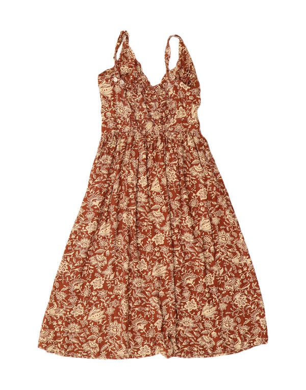 Express Γυναικείο Αμάνικο Φόρεμα A-Line UK 12 Μεσαίο καφέ φλοράλ βισκόζη