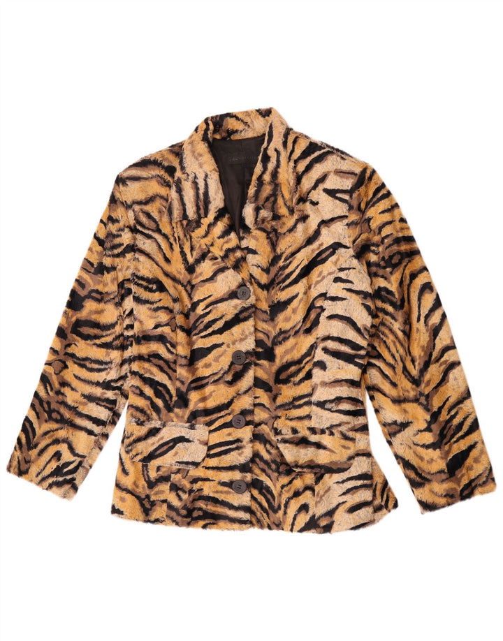 Vintage γυναικείο σακάκι blazer UK 12 μεσαίου καφέ Animal print