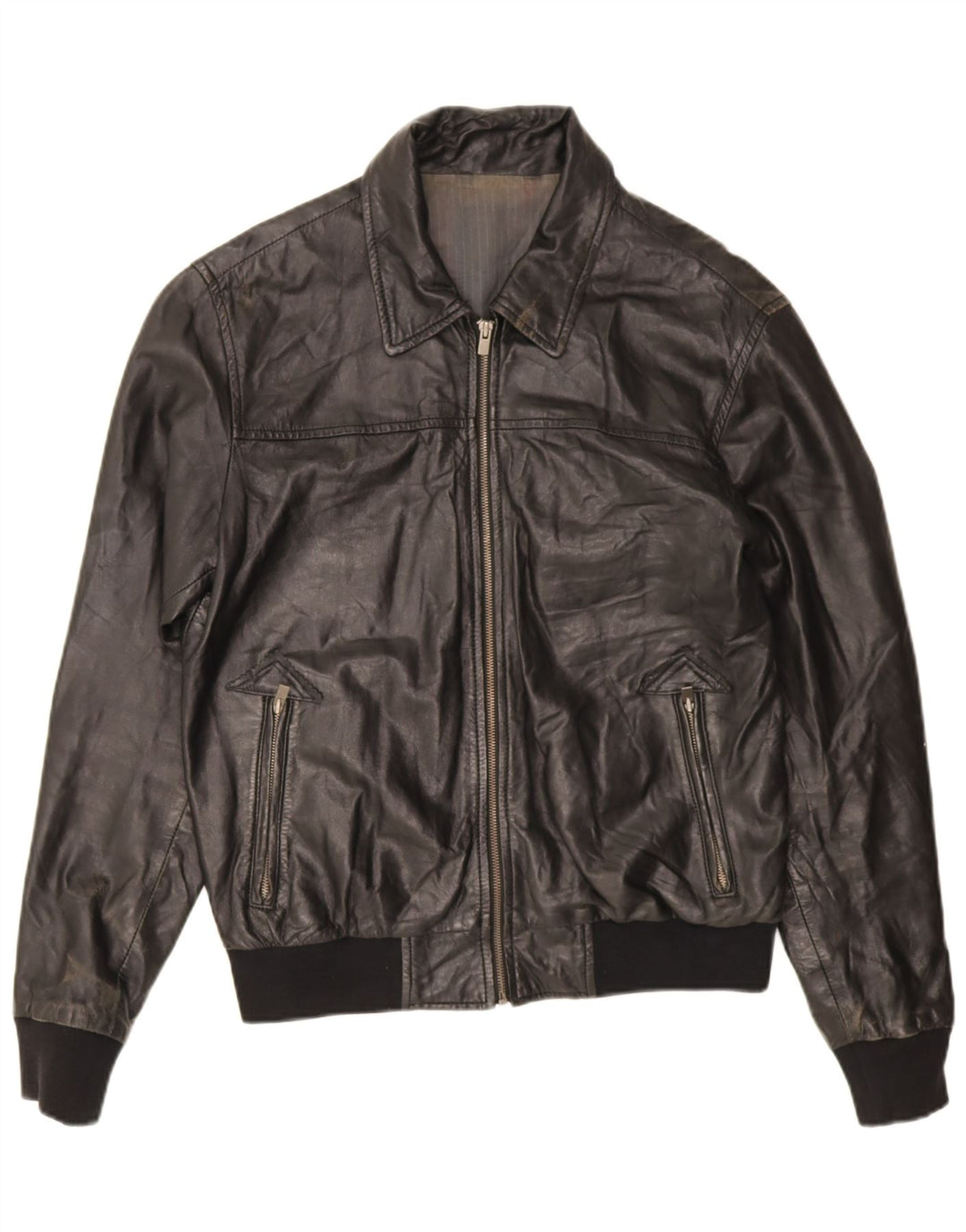 Vintage Ανδρικό Δερμάτινο Μπουφάν UK 38 Medium Black Leather
