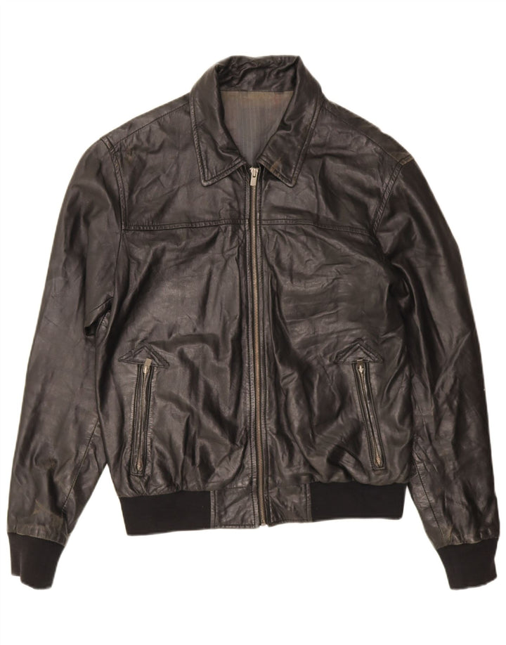 Vintage Ανδρικό Δερμάτινο Μπουφάν UK 38 Medium Black Leather