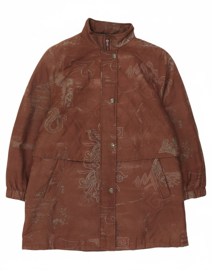 KARNER Womens Windbreaker Coat UK 20 2XL Brown Floral Polyester