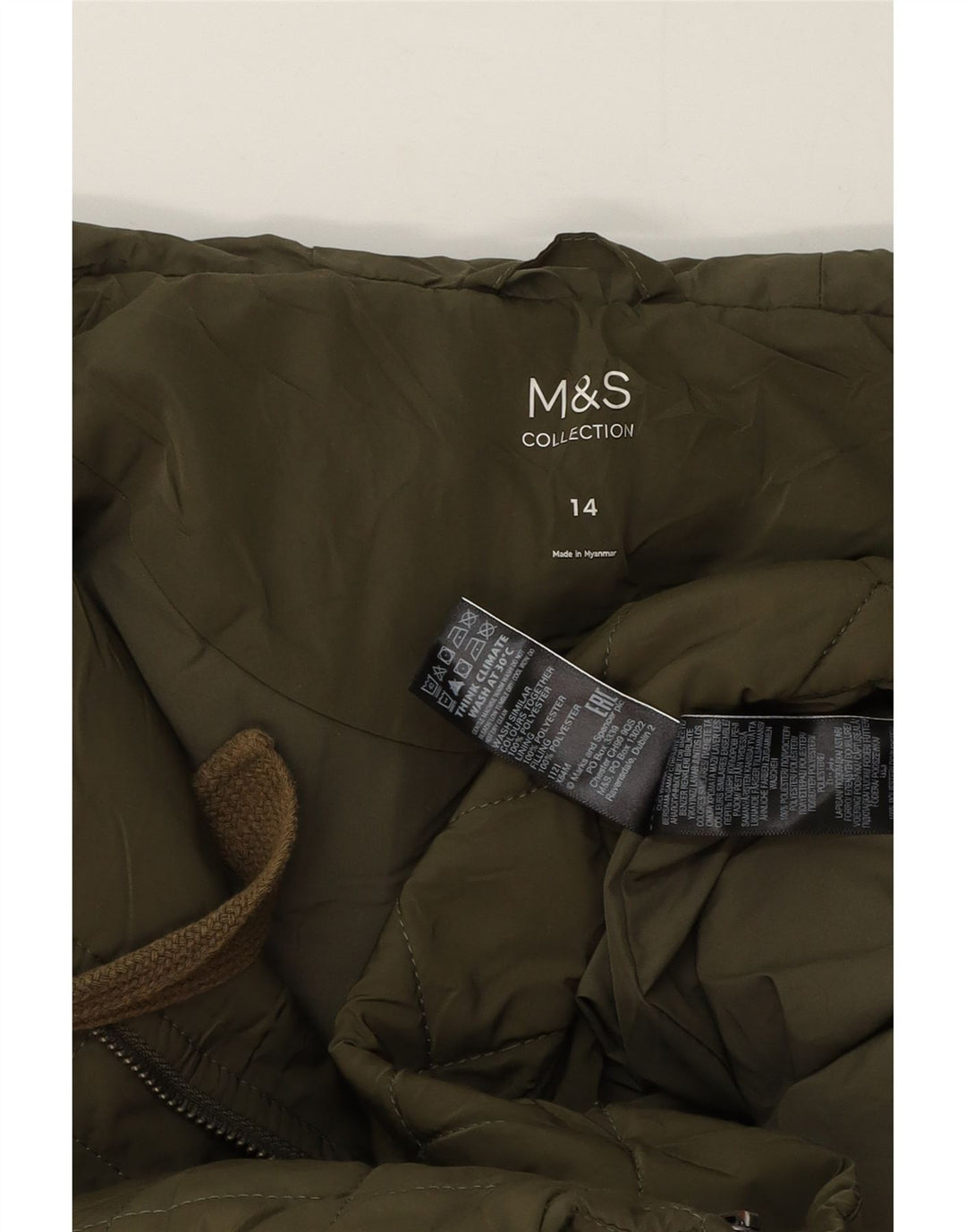 Marks & Spencer Γυναικείο Πανωφόρι με Καπιτονέ με κουκούλα UK 14 Μεγάλο Πράσινο