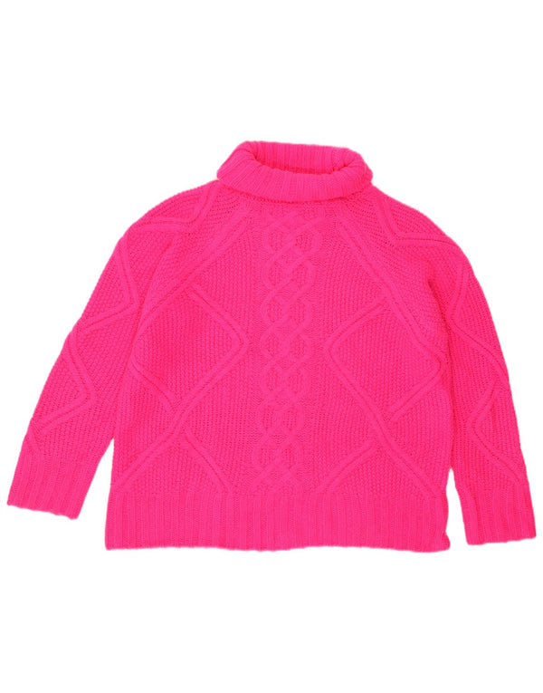 Oasis Γυναικείο πουλόβερ με ρολό λαιμόκοψη UK 10 Small Pink Acrylic