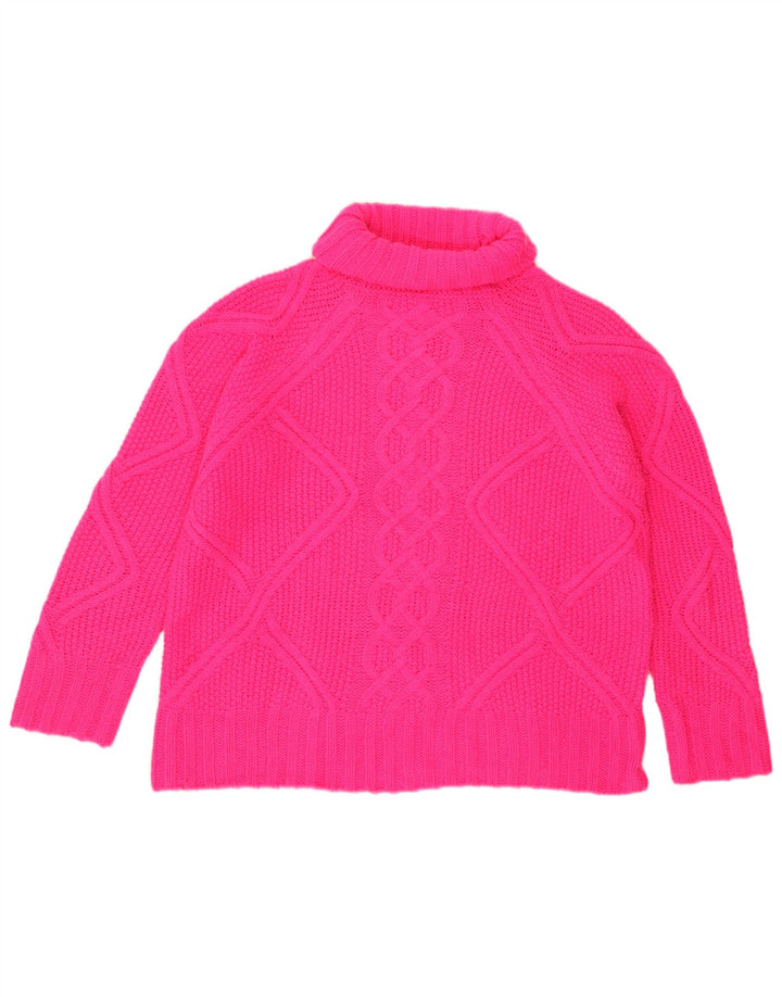 Oasis Γυναικείο πουλόβερ με ρολό λαιμόκοψη UK 10 Small Pink Acrylic