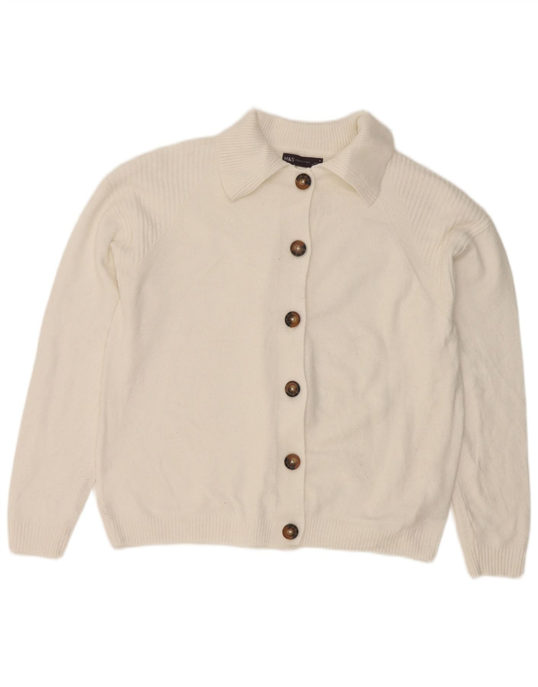 Marks & Spencer Γυναικεία Ζακέτα πουλόβερ UK 14 Medium White Polyester