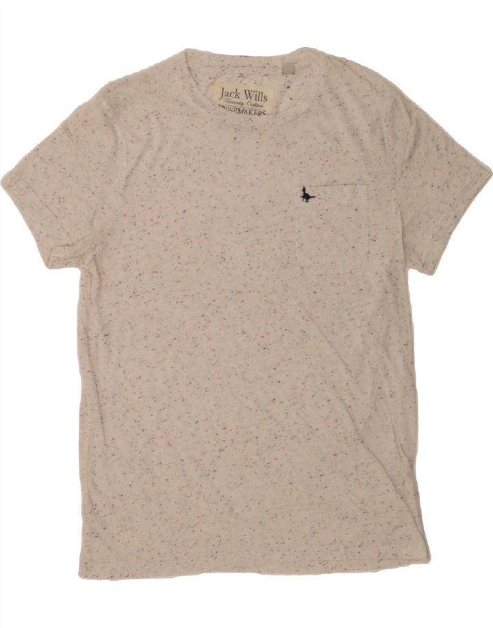 JACK WILLS Mens T-Shirt Top Medium Off White Flecked Cotton Vintage Jack Wills and Second-Hand Jack Wills from Messina Hembry 