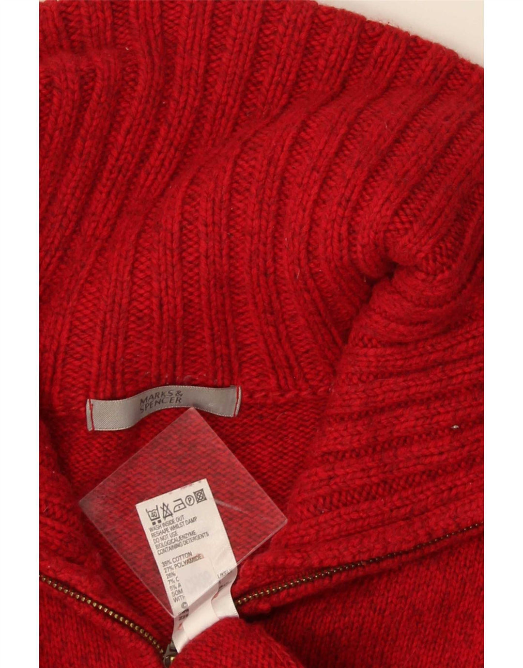 Marks & Spencer Γυναικείο πουλόβερ ζακέτα UK 16 μεγάλο κόκκινο βαμβακερό