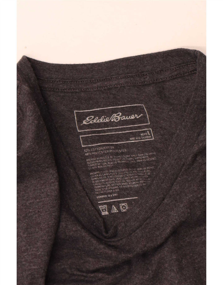 Eddie Bauer Ανδρικό γραφικό μπλουζάκι μακρυμάνικο μεγάλο γκρι βαμβακερό