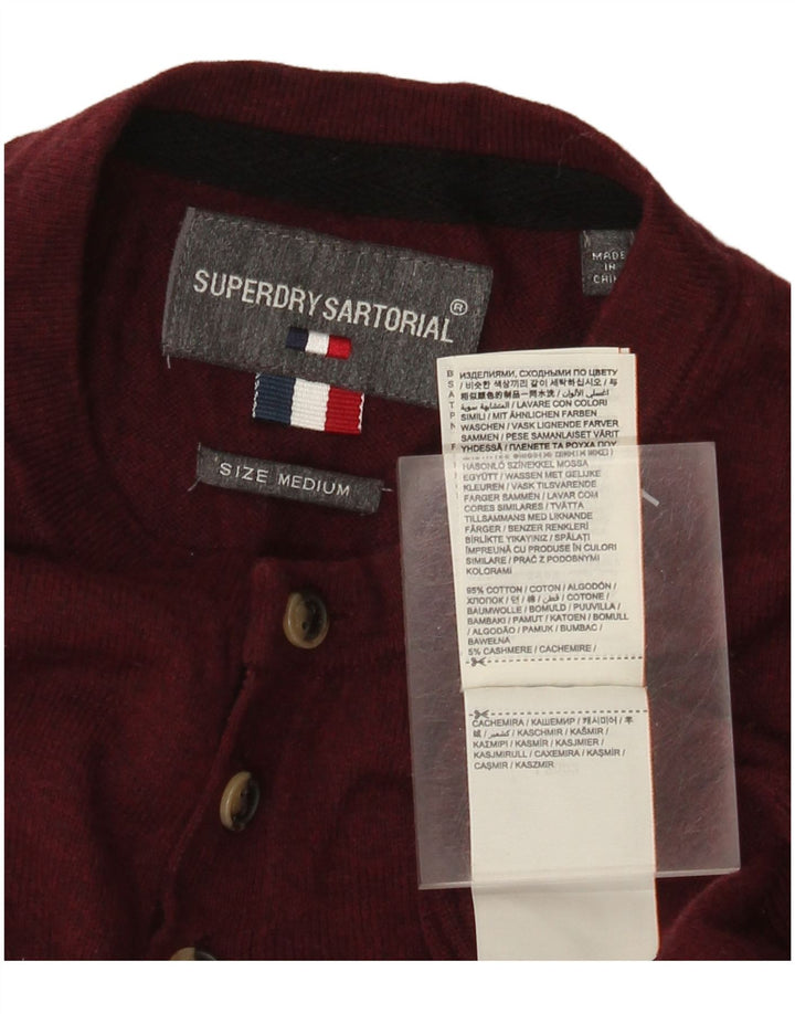 Ανδρικό πουλόβερ με λαιμόκοψη Superdry, μεσαίο βαμβακερό μπορντό