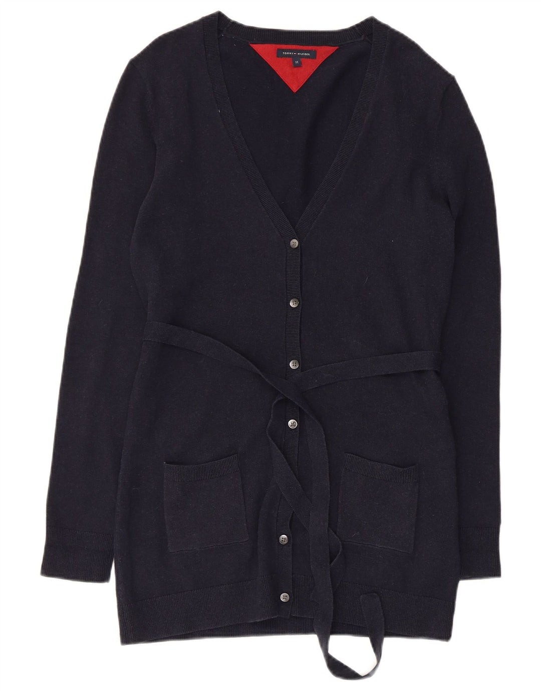 TOMMY HILFIGER Γυναικείο πουλόβερ ζακέτα UK 12 μεσαίο μπλε βαμβακερό